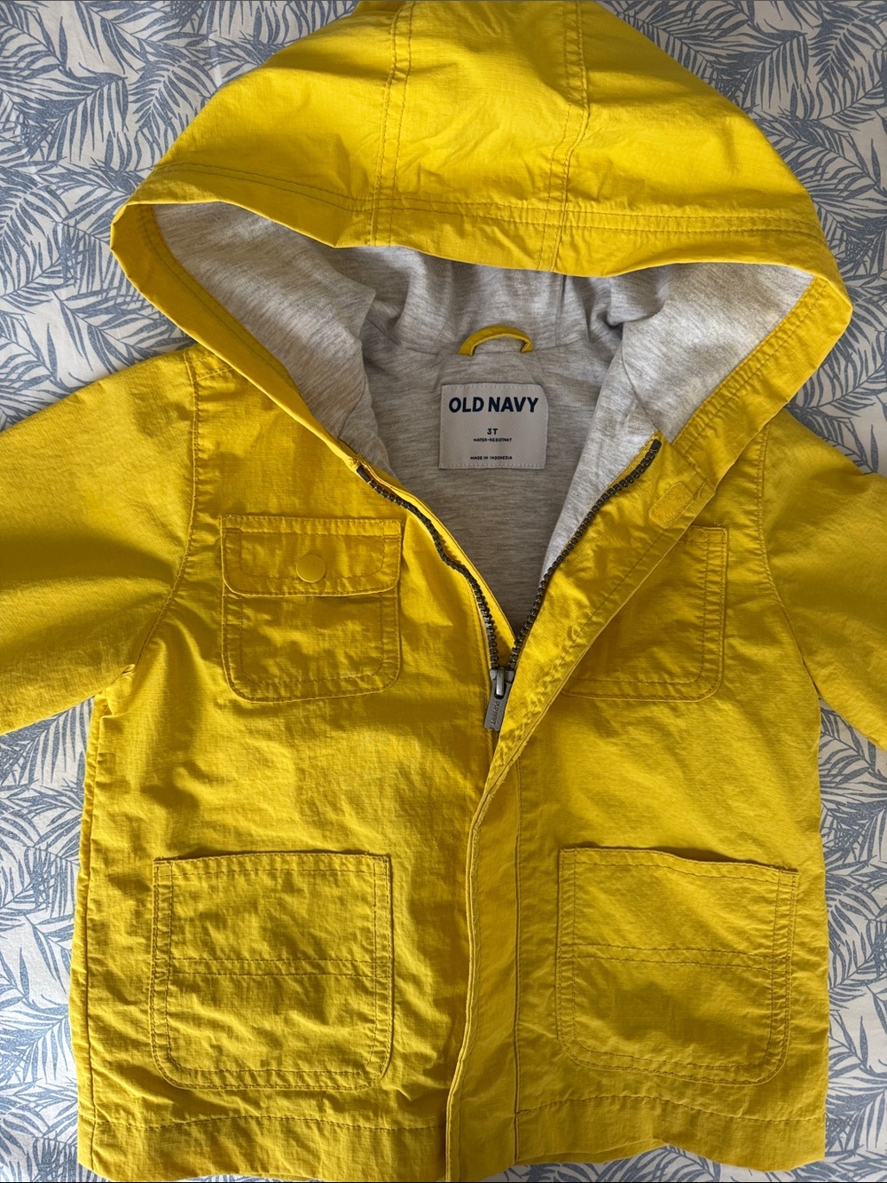 Old Navy Bright Yellow Toddler Hooded Raincoat 3T